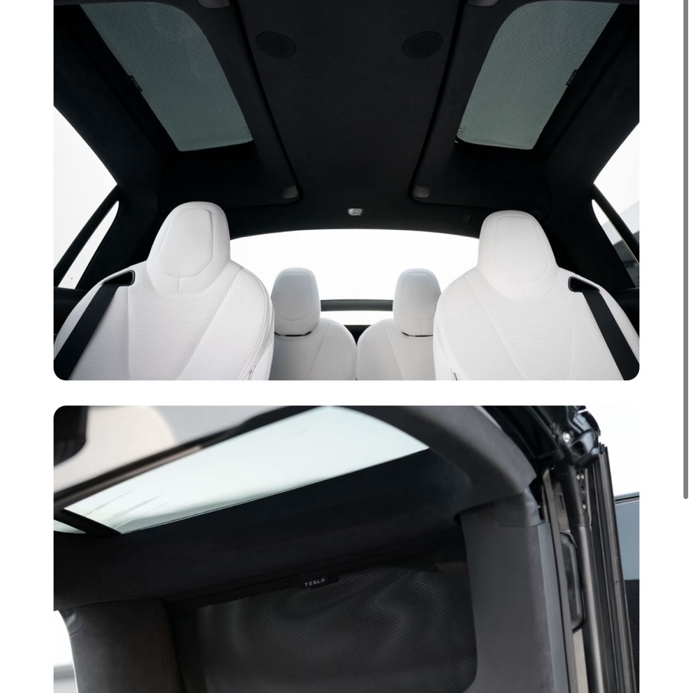 Tesla Model X Glass Roof Sun Shade and Falcon Wing Sun Shades .